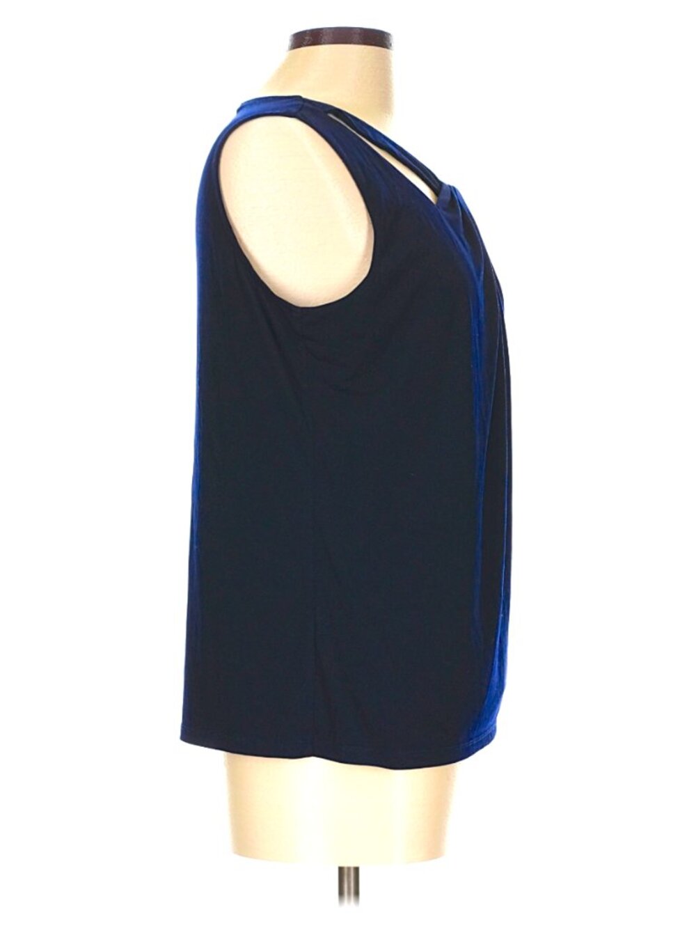 Nine West Sleeveless Cutout Twist-Front Top In Dark Navy Blue - Size Large - Picture 3 of 7